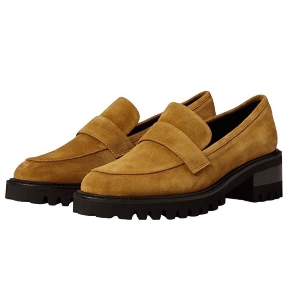 Women’s Aerosoles Dark Wheat Suede Ronnie Lug Heeled Loafer Size 9.5